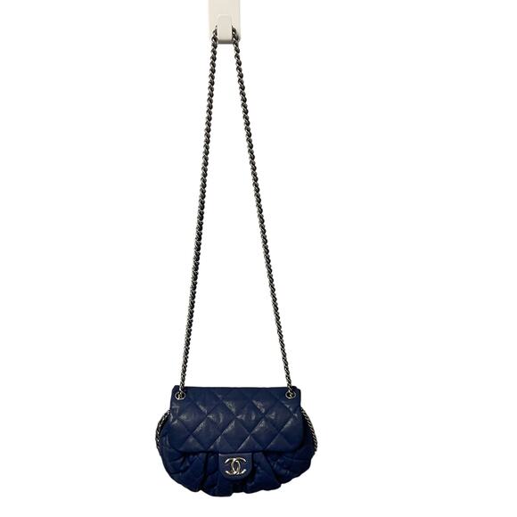 Chanel 2013 Chain Around Flap Bag Quilted Navy Blue Lambskin Leather - Picture 2 of 11